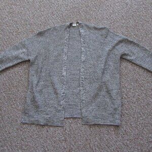 GAP Women's Open-Front Cardigan Sweater Size Large-Black Marled Knit